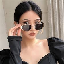New Summer Fashion Ellipse Gold Metal Trendy Sunglasses for Driving WomenAccessories  Gifts