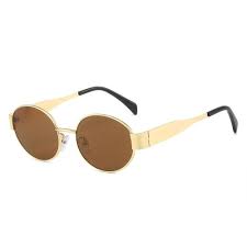 New Summer Fashion Ellipse Gold Metal Trendy Sunglasses for Driving WomenAccessories  Gifts
