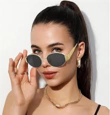 New Summer Fashion Ellipse Gold Metal Trendy Sunglasses for Driving WomenAccessories  Gifts